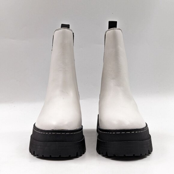 Marc Fisher Women Pauline Chelsea Retro Festival Platform White Leather Boots 9 - Picture 3 of 11